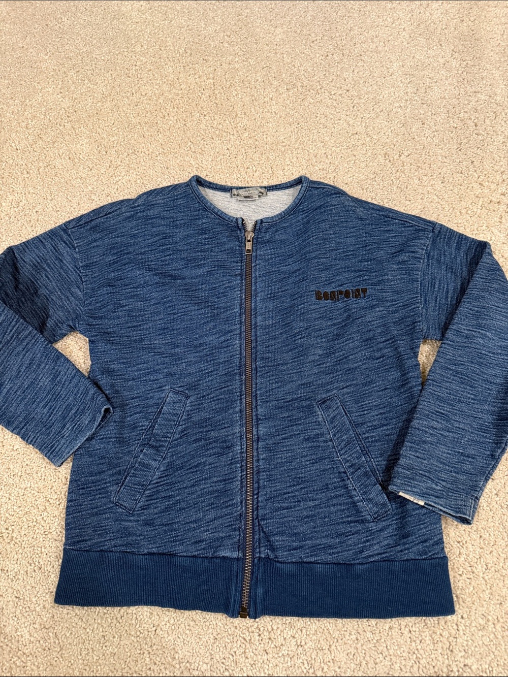 Bonpoint Boys Blue Kids Zip-Up Sweatshirt Jacket, size 8